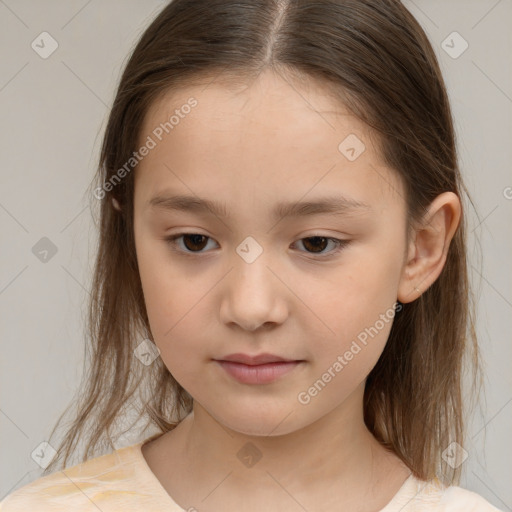 Neutral white child female with medium  brown hair and brown eyes