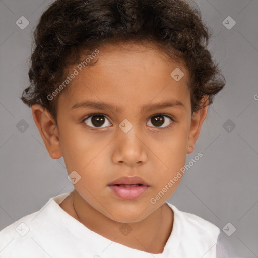 Neutral white child female with short  brown hair and brown eyes