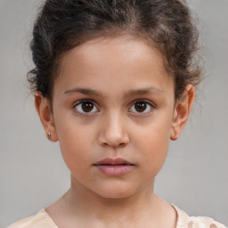 Neutral white child female with short  brown hair and brown eyes