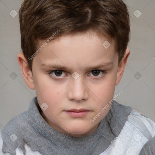 Neutral white child male with short  brown hair and brown eyes