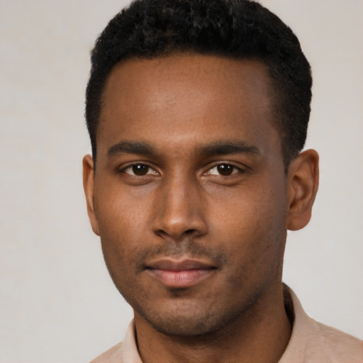 Neutral latino young-adult male with short  brown hair and brown eyes