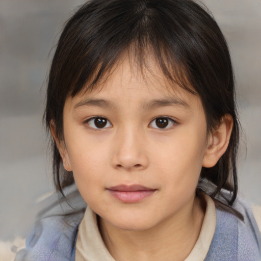 Neutral white child female with medium  brown hair and brown eyes