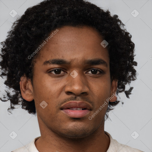 Neutral black young-adult male with short  brown hair and brown eyes
