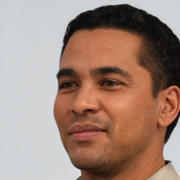 Neutral white young-adult male with short  black hair and brown eyes