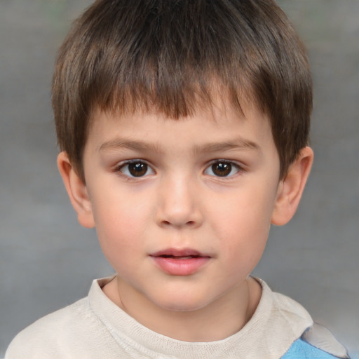 Neutral white child male with short  brown hair and brown eyes