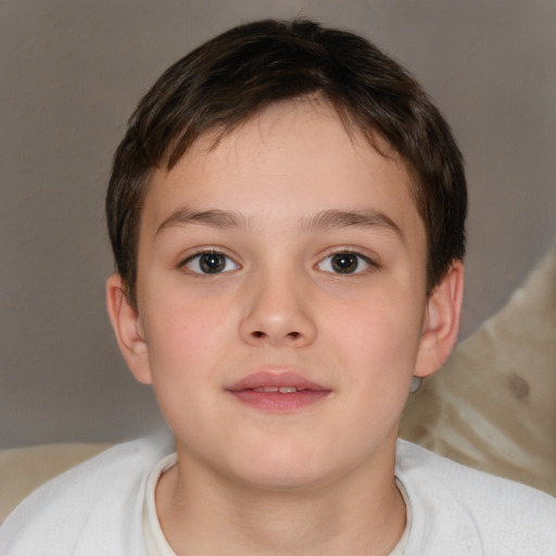 Neutral white child male with short  brown hair and brown eyes