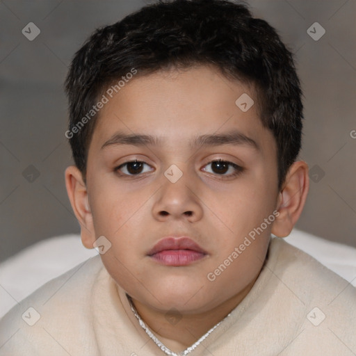 Neutral white child male with short  brown hair and brown eyes