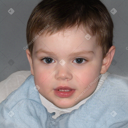 Neutral white child male with short  brown hair and brown eyes