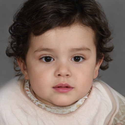 Neutral white child female with medium  brown hair and brown eyes