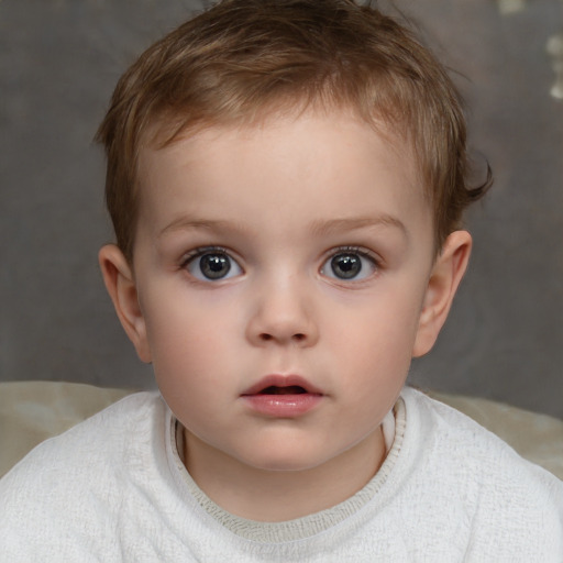 Neutral white child female with short  brown hair and brown eyes