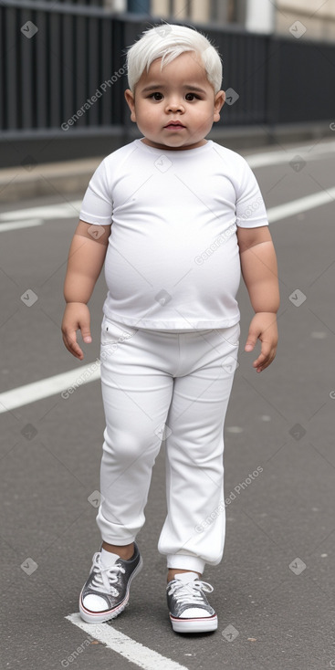 Colombian infant boy with  white hair