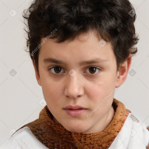 Neutral white child male with short  brown hair and brown eyes