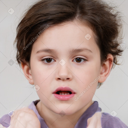 Neutral white child female with medium  brown hair and brown eyes