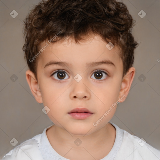 Neutral white child male with short  brown hair and brown eyes