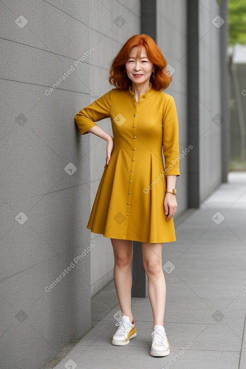 Korean middle-aged female with  ginger hair