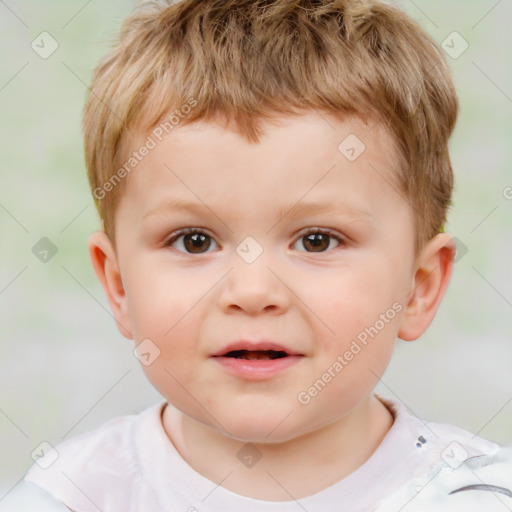 Neutral white child male with short  brown hair and brown eyes