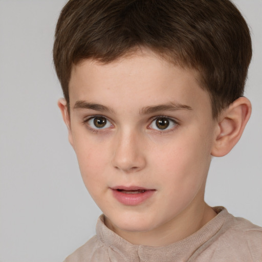 Neutral white child male with short  brown hair and brown eyes