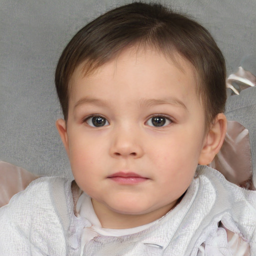 Neutral white child female with short  brown hair and brown eyes