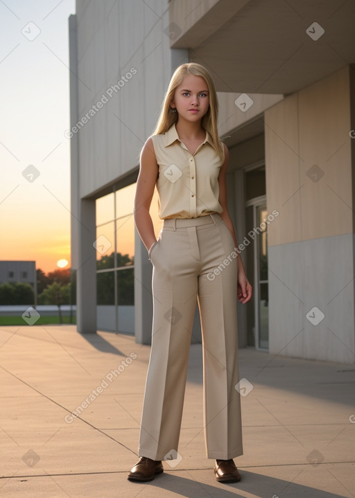 Teenager female with  blonde hair