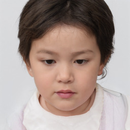 Neutral white child female with short  brown hair and brown eyes