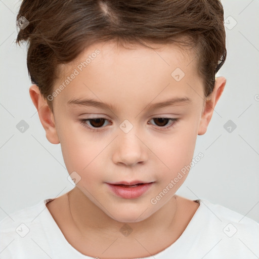 Neutral white child male with short  brown hair and brown eyes