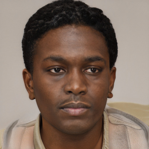 Neutral black young-adult male with short  brown hair and brown eyes