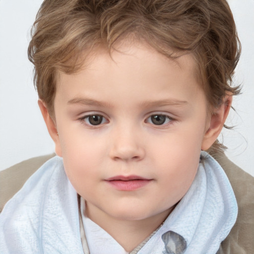 Neutral white child female with short  brown hair and brown eyes