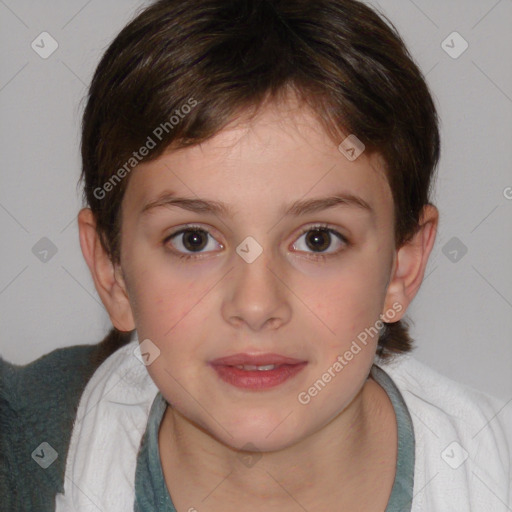 Neutral white child female with medium  brown hair and brown eyes