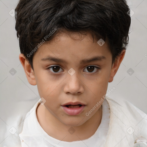 Neutral white child male with short  brown hair and brown eyes