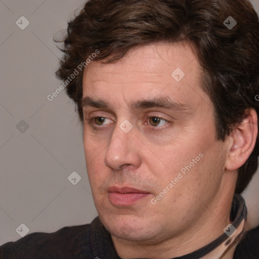 Neutral white adult male with short  brown hair and brown eyes