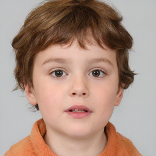 Neutral white child male with medium  brown hair and brown eyes