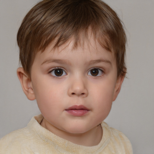 Neutral white child male with short  brown hair and brown eyes