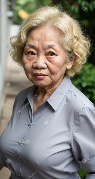 Vietnamese elderly female with  blonde hair