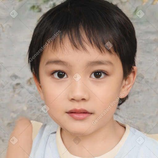 Neutral white child female with short  brown hair and brown eyes