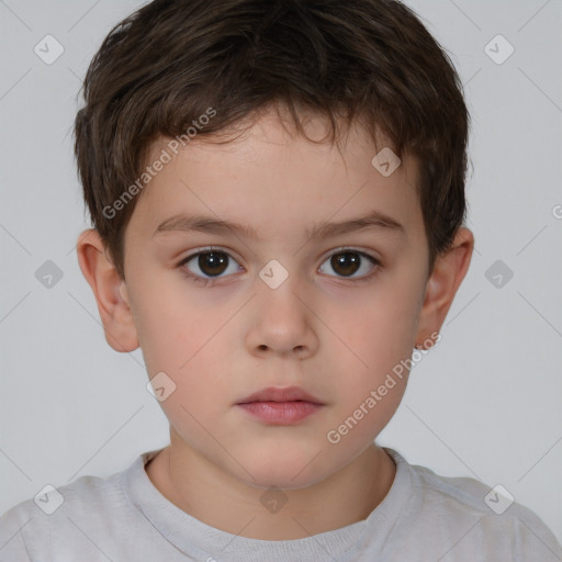 Neutral white child male with short  brown hair and brown eyes