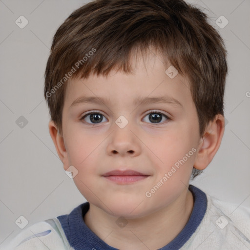 Neutral white child male with short  brown hair and brown eyes