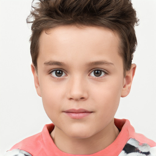 Neutral white child male with short  brown hair and brown eyes