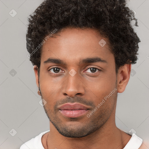 Neutral black young-adult male with short  brown hair and brown eyes