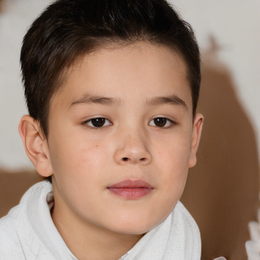 Neutral white child male with short  brown hair and brown eyes