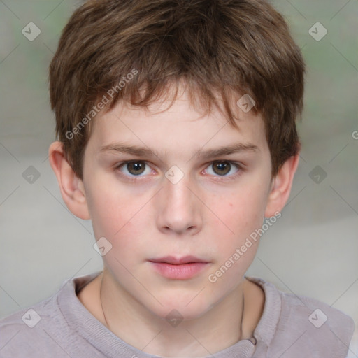 Neutral white child male with short  brown hair and brown eyes