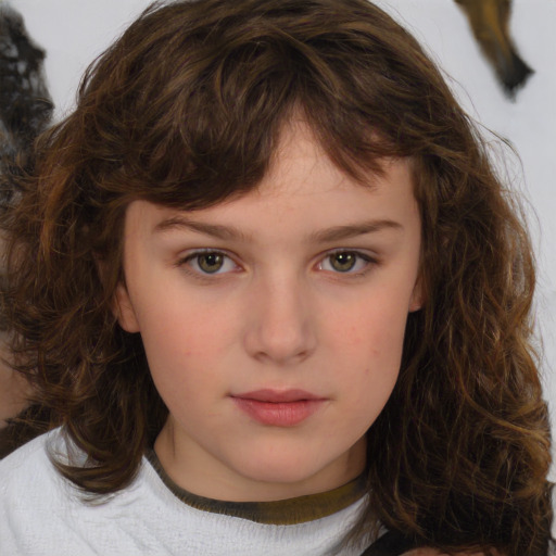 Neutral white child female with medium  brown hair and brown eyes