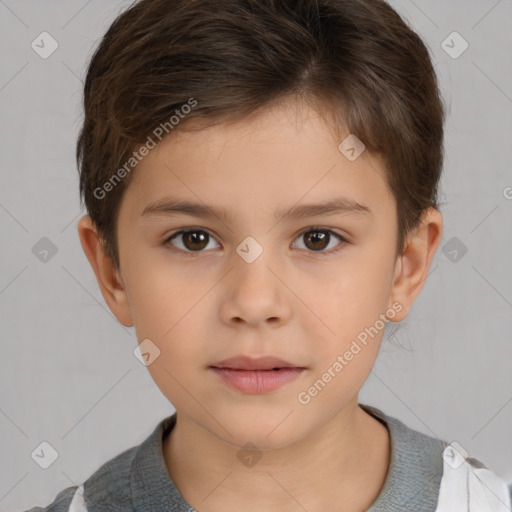 Neutral white child male with short  brown hair and brown eyes