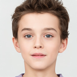 Neutral white child male with short  brown hair and brown eyes