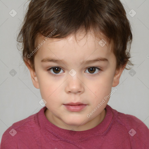 Neutral white child male with short  brown hair and brown eyes