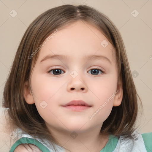 Neutral white child female with medium  brown hair and brown eyes