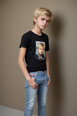 Romanian teenager boy with  blonde hair