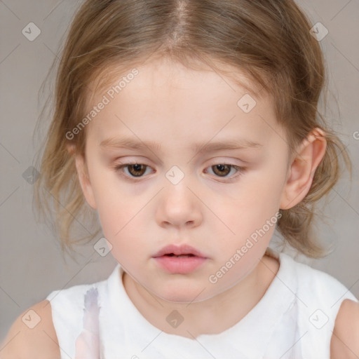 Neutral white child female with medium  brown hair and brown eyes