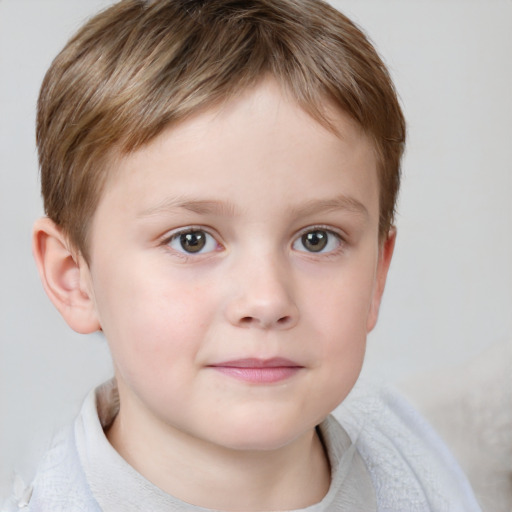 Neutral white child male with short  brown hair and grey eyes