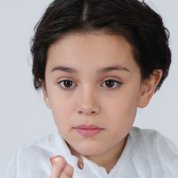 Neutral white child female with short  brown hair and brown eyes