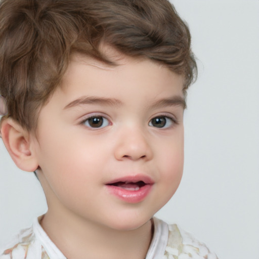 Neutral white child male with short  brown hair and brown eyes